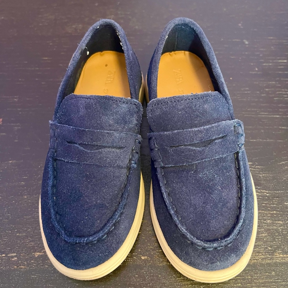 Zara blue suede toddler loafers shoes